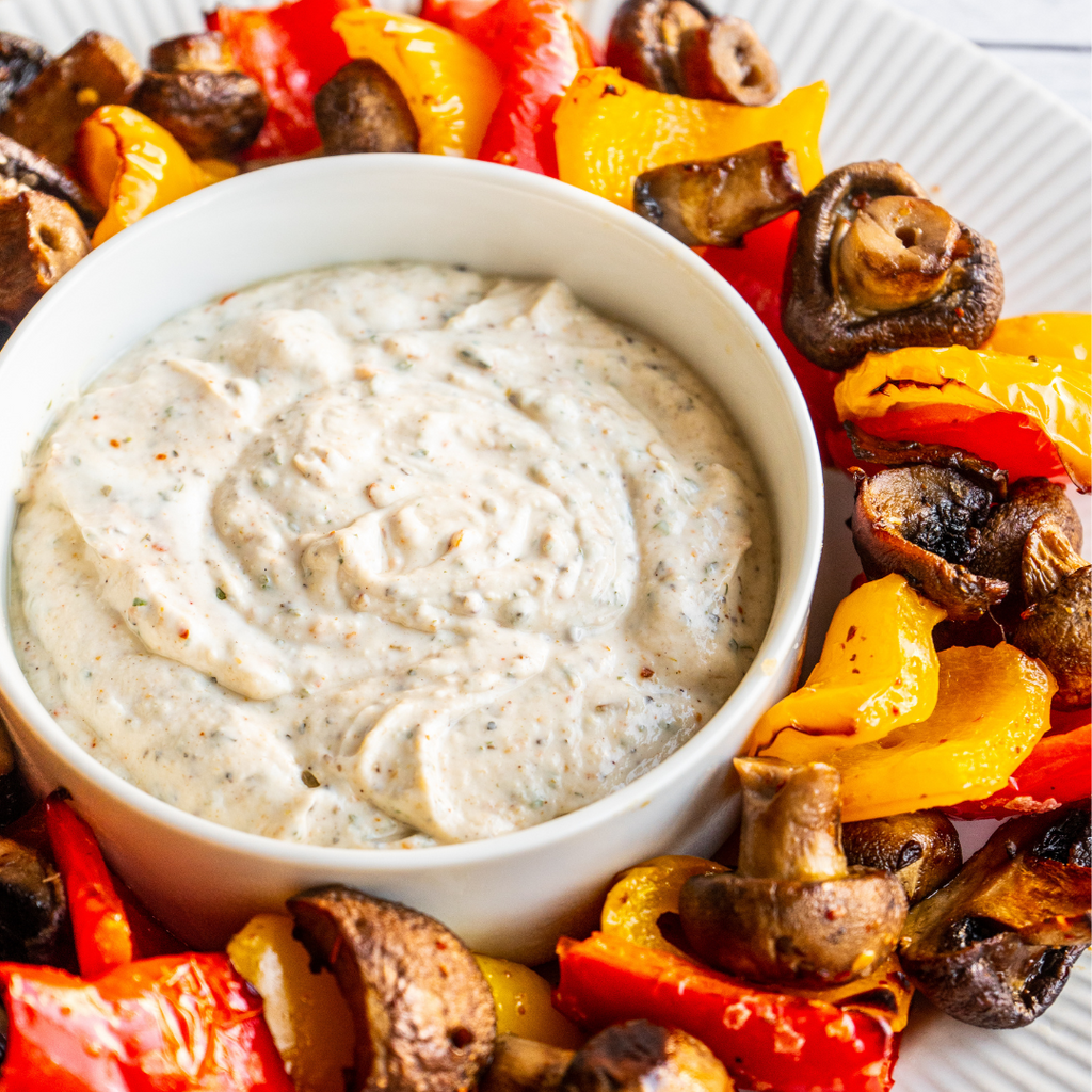 Delicious and easy veggie dip made with our Garlic Herb Pepper Blend.